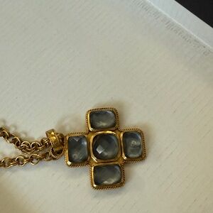 Retired Julie Vos Catalina style cross pendant Chalcedony Blue
